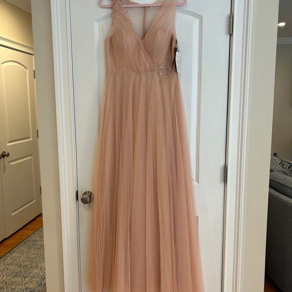 Jenny Yoo Soft Pink One-Shoulder Gown